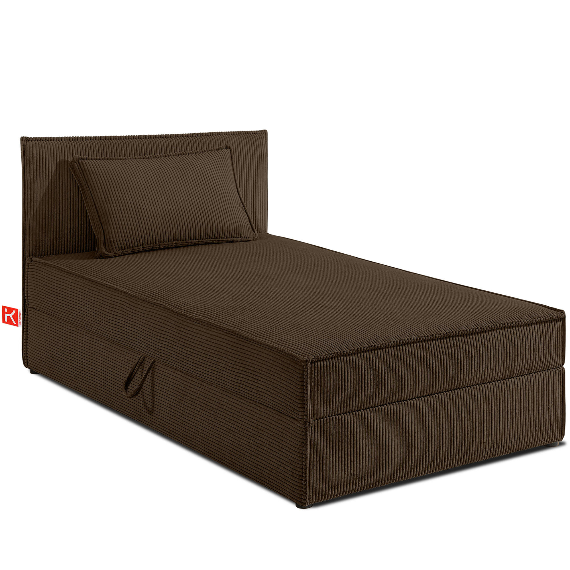BOXSPRINGBETT ROTI Einzelbett, dunkelbraun - Dunkelbraun/Schwarz, Holz/Holzwerkstoff (90/200cm) - KONSIMO®