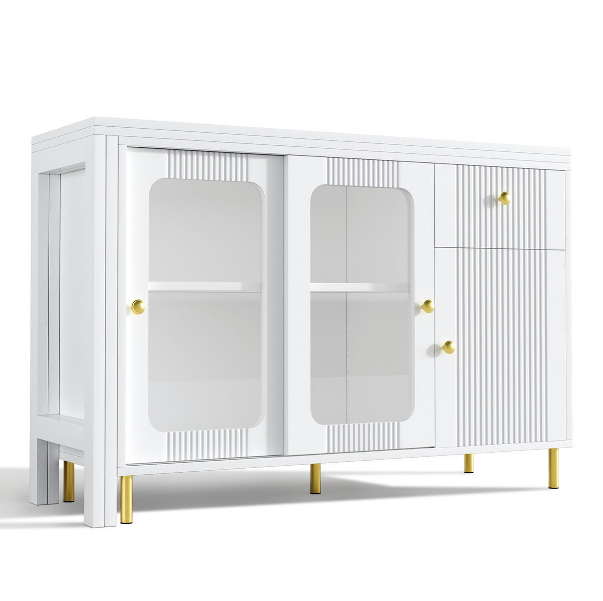 SIDEBOARD 116/40/78,5 cm Weiß aus MDF mit ausklappbarer Tischplatte - Weiß, Holzwerkstoff (116/78/40cm) - OKWISH