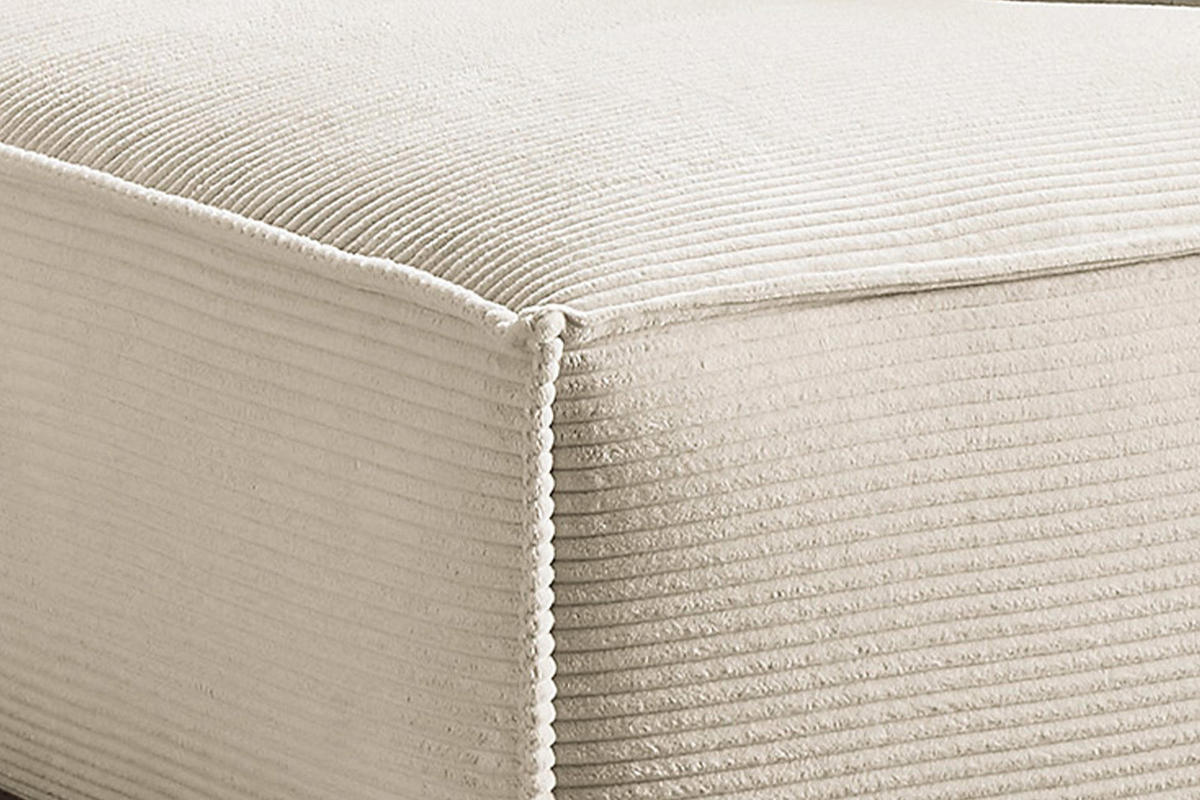 ECKSOFA SAMU Cremeweiß Cord - Creme/Schwarz, Textil (254/224cm) - KAWOLA