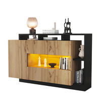 KOMODA z MDF 140x44x93,5 cm v dekoru dřeva s LED osvětlením, Bluetooth ovládáním a nastavitelnými policemi - přírodní, kompozitní dřevo (140/93.5/44cm) - Modfu