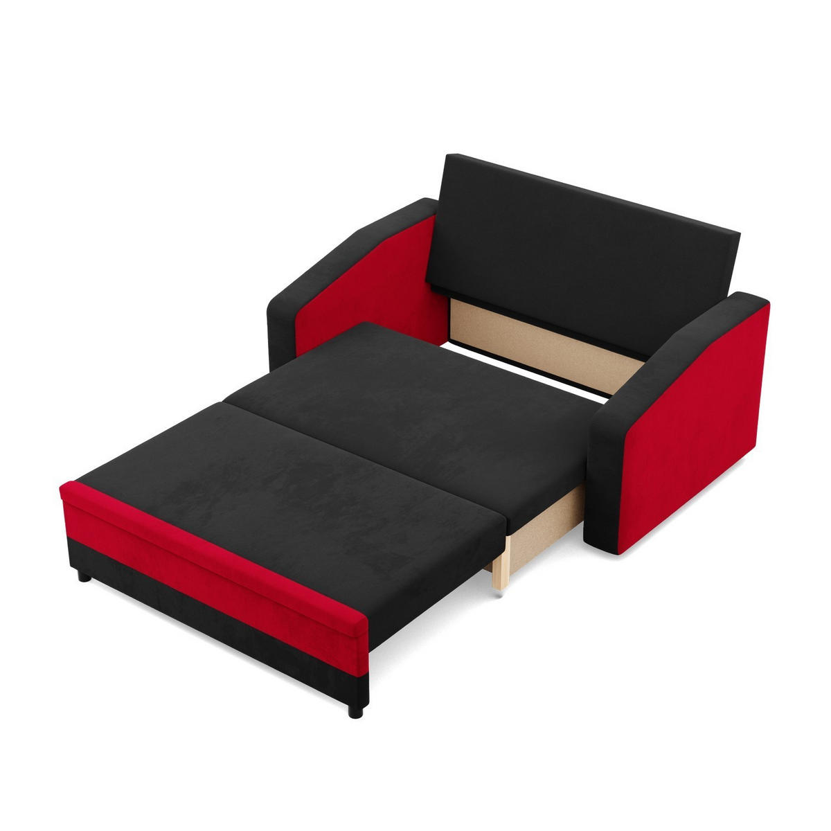 SOFA 2-SITZER MIT SCHLAFFUNKTION ORION, Schwarz + Rot - Rot/Schwarz, Textil (148/90/87cm)