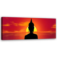 WANDBILD buddha sonnenuntergang - Orange, Textil (90/30cm) - Feeby