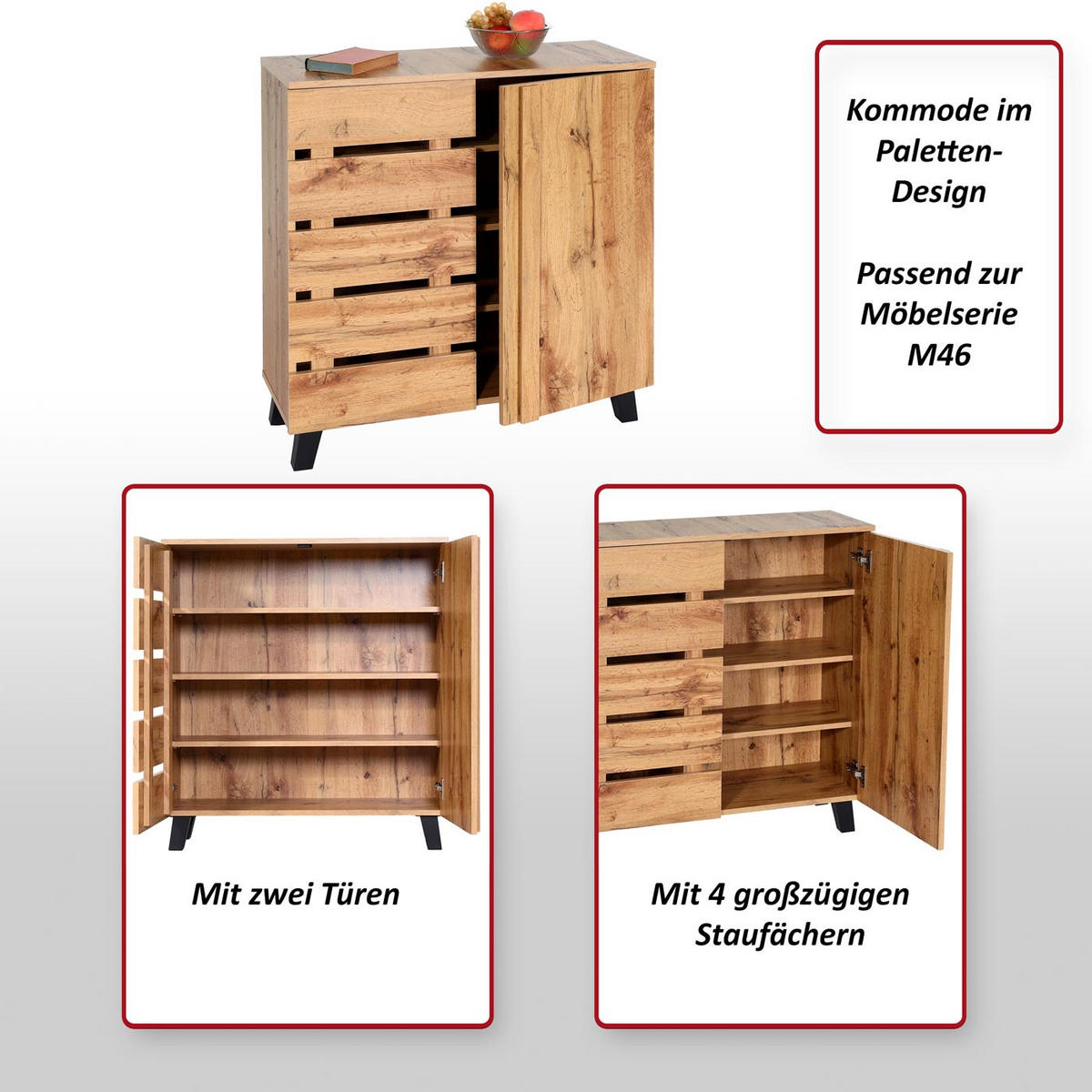 KOMMODE Braun - Braun, Holz (80/88/34cm) - MCW