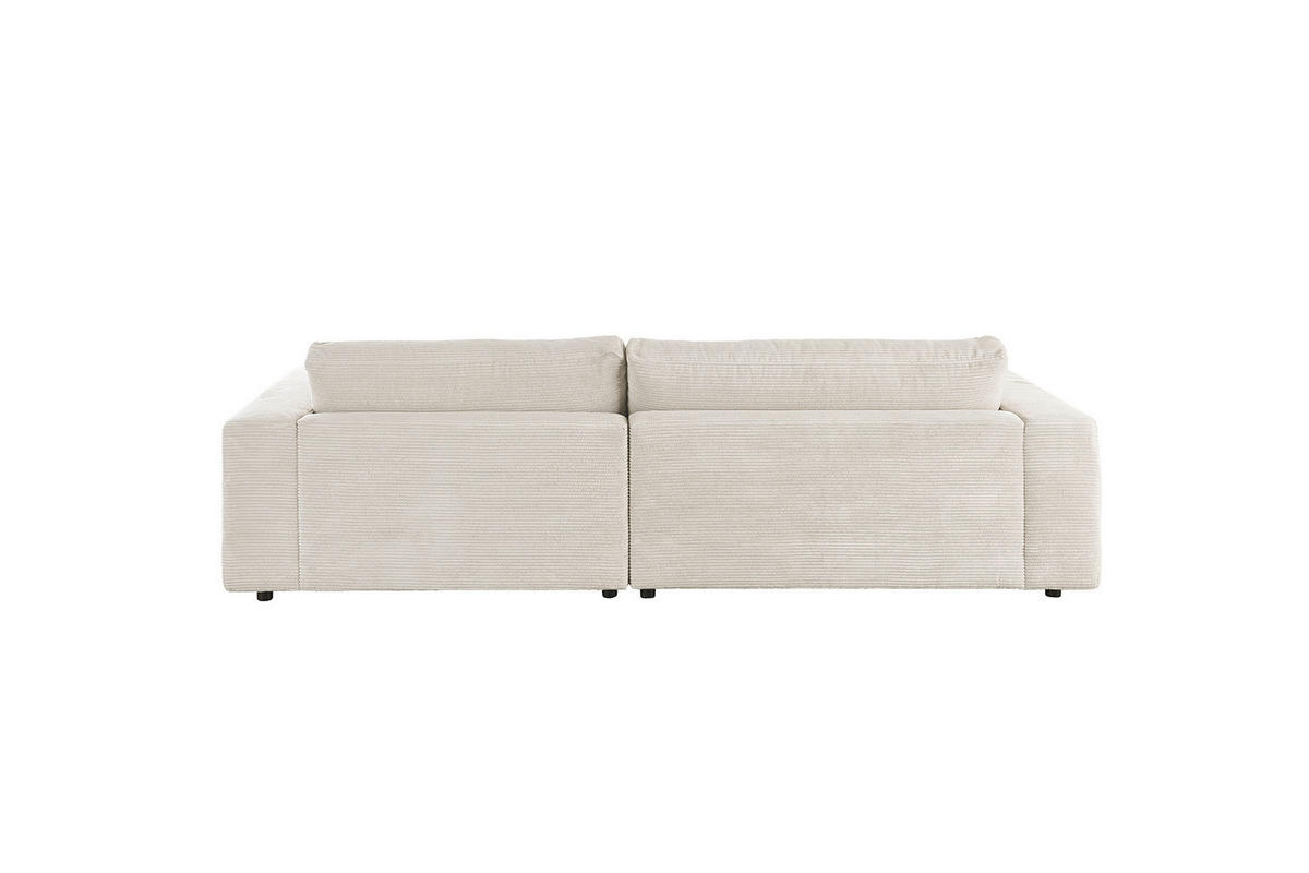 ECKSOFA MADELINE Cremeweiß Cord - Creme/Schwarz, Kunststoff/Textil (270/190cm) - KAWOLA
