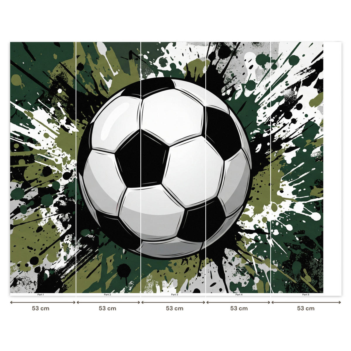 KINDERTAPETE - Fußball - Farbe - Spritzer - Grün - 260x220 cm - Dunkelgrün, Papier (260/220cm) - OnlyWow