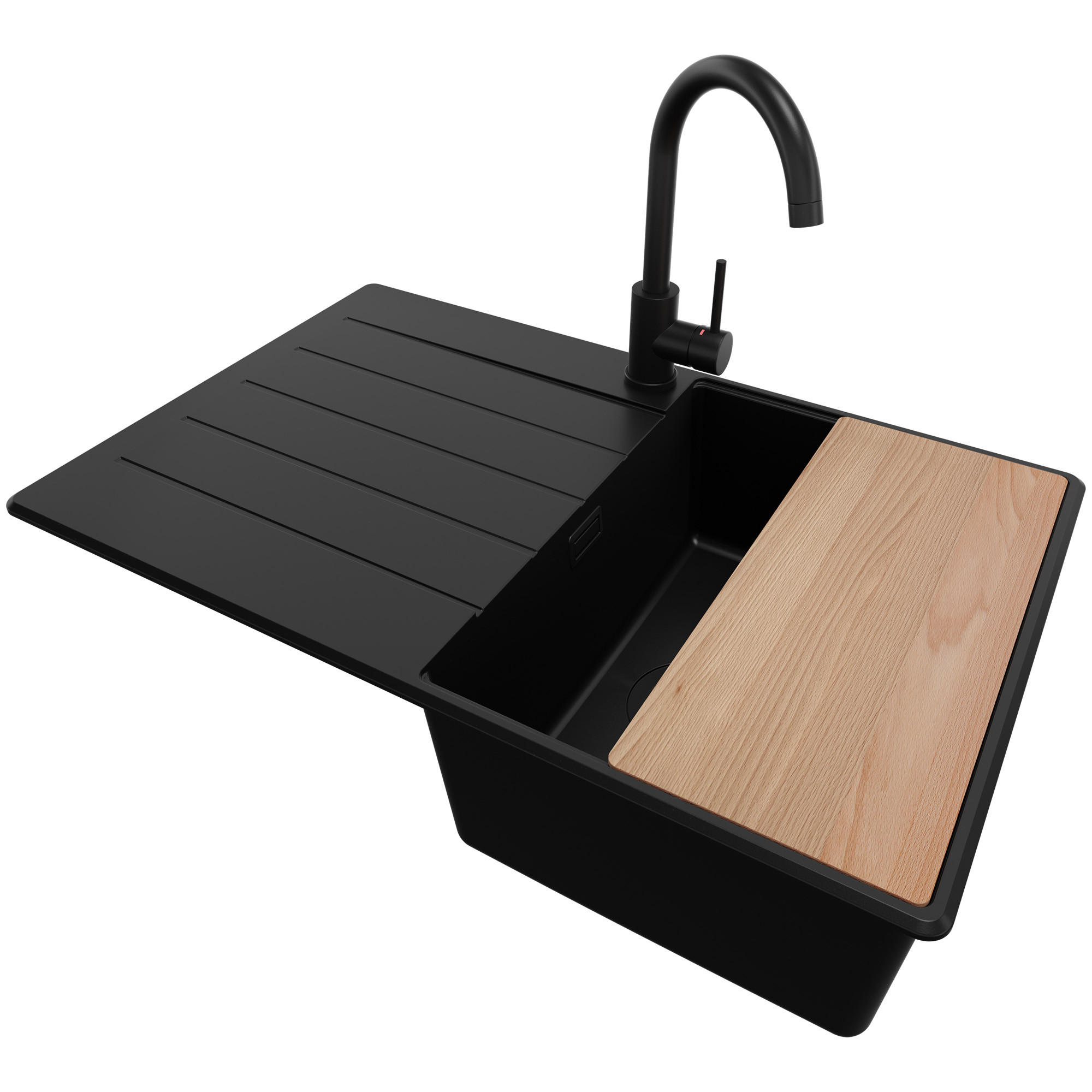 Primagran Granitspüle Schwarz, Schwarz, Schwarz, Beige 78x20x50 cm