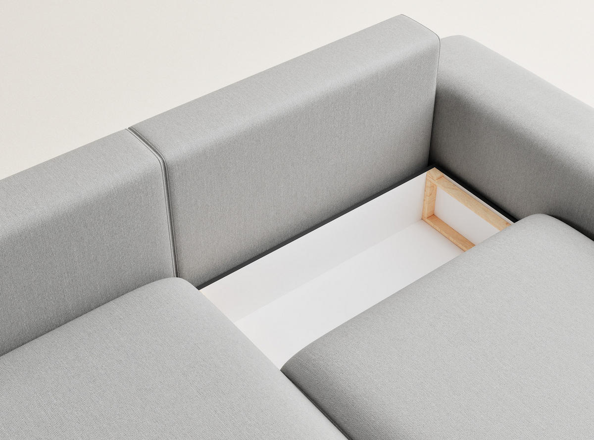 ECKSOFA MIT SCHLAFFUNKTION Solo Hellgrau Webstoff - Hellgrau/Schwarz, Holz/Holzwerkstoff (255/168cm) - Maison de Reve