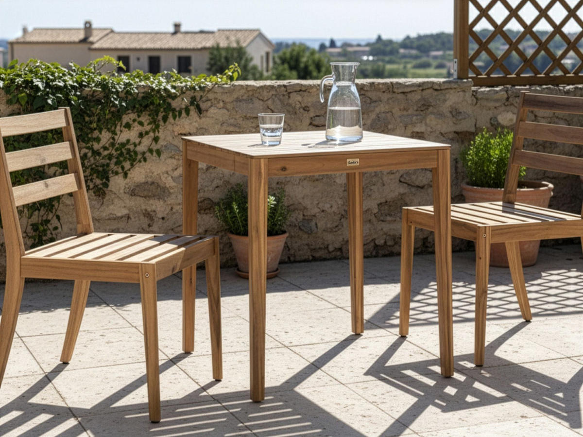 BISTROTISCH 70/70 cm zertifiziertes Akazienholz Hellbraun Chioggia - Hellbraun, Holz (70/70/75cm) - Beliani
