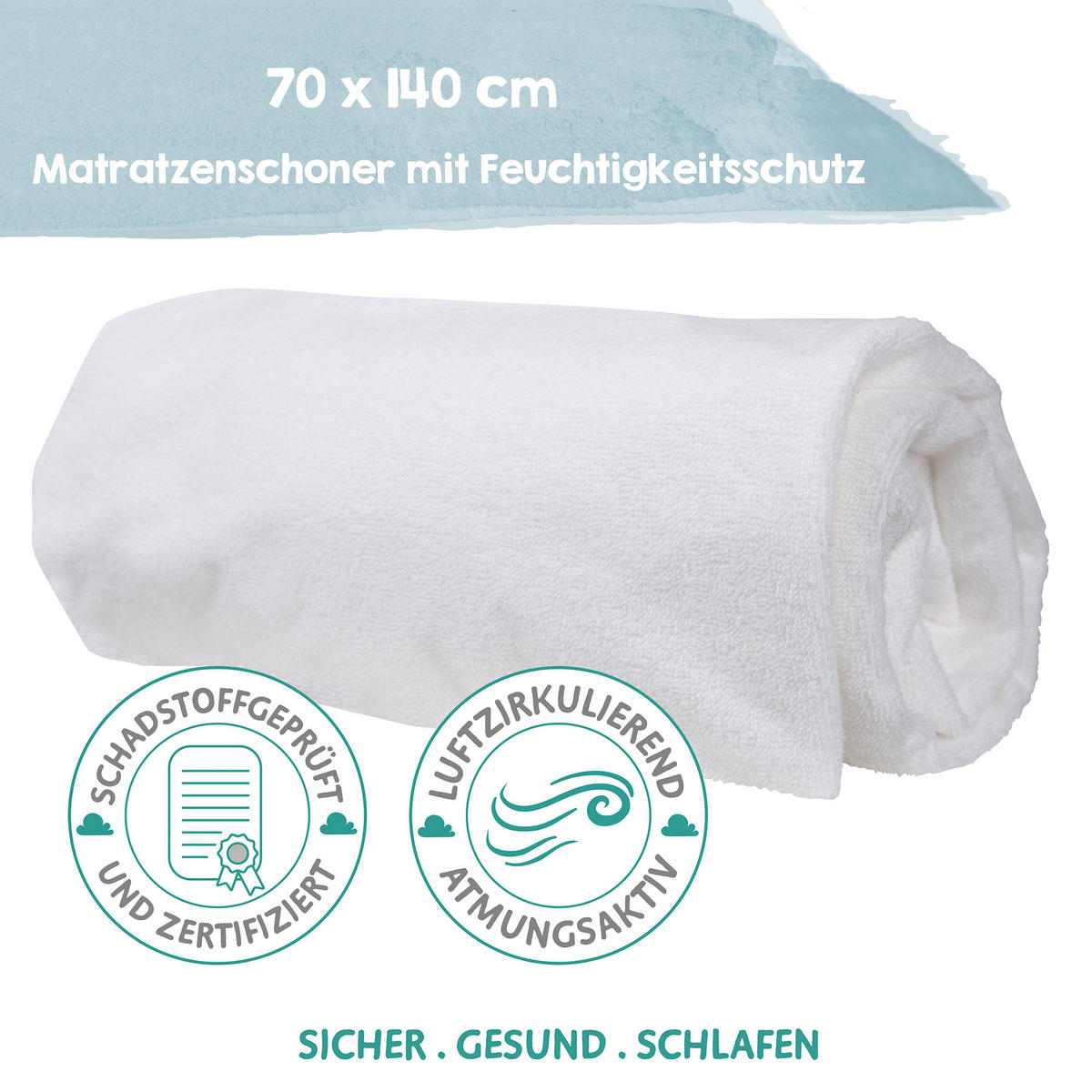 SPANNBETTLAKEN mit Feuchtigkeitsschutz 70 x 140 cm - Weiß, Textil (70/140cm) - Roba