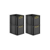 EUROBOX 4x NextGen Color 32x30x40 cm 30 Liter Griffe gelb zu, Schwarz - Gelb/Schwarz, Kunststoff (30/32/40cm) - PROREGAL