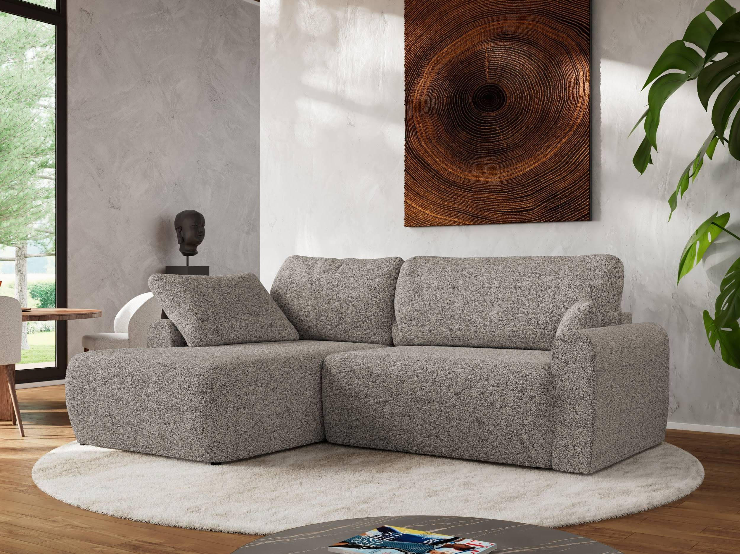 ECKSCHLAFSOFA CUBO L Beige Struktur - links - Beige/Schwarz, Kunststoff/Textil (273/187cm) - MKS