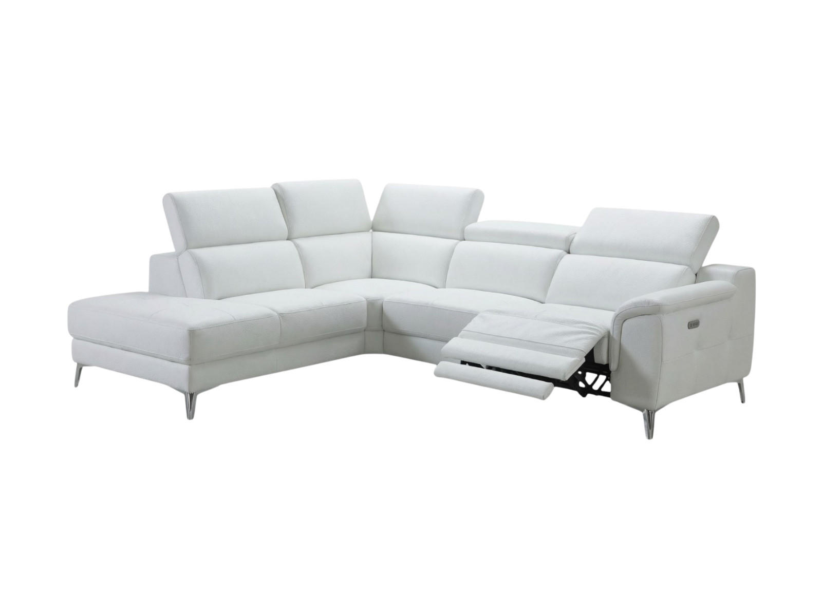 ECKSOFA Jardin Echtleder mit 1 x Relaxfunktion Weiß - Weiß, Leder/Metall (230/266cm)