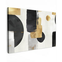 LEINWANDBILD Gold - Rechtecke - Kreise - Abstrakt Groß 140x90 cm - Weiß, Textil (140/90cm) - MuchoWow