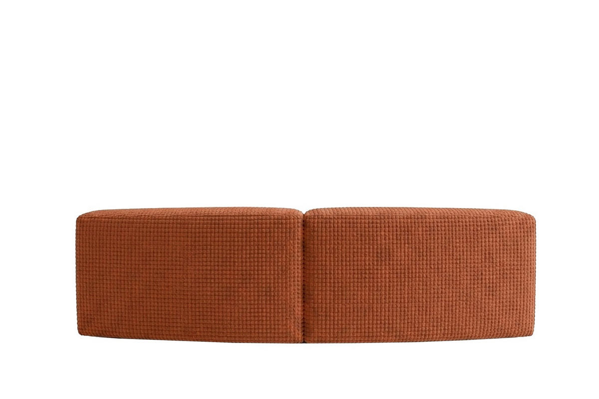 SOFA Round, Chenille-Stoff Cremona, Kupfer, GRETA - Kupferfarben, Holz (294/70/89cm) - Kaiser Möbel