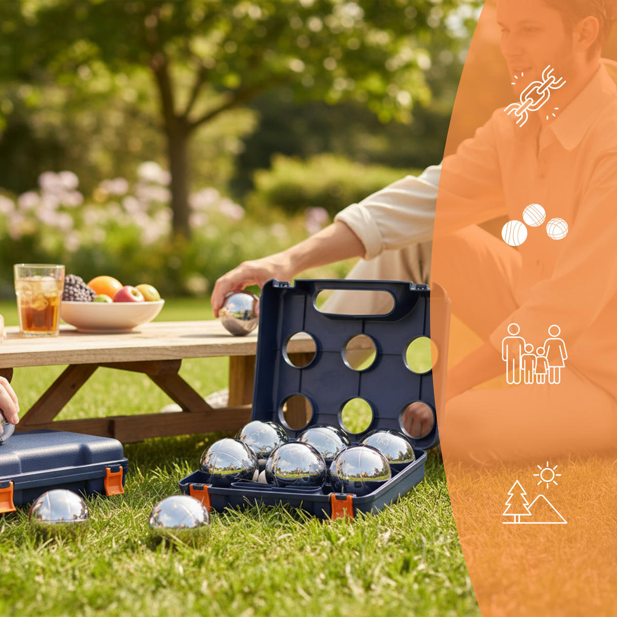 GUĽÔČKY na boules - viacfarebná, kov/drevo (23/21cm) - Relaxdays