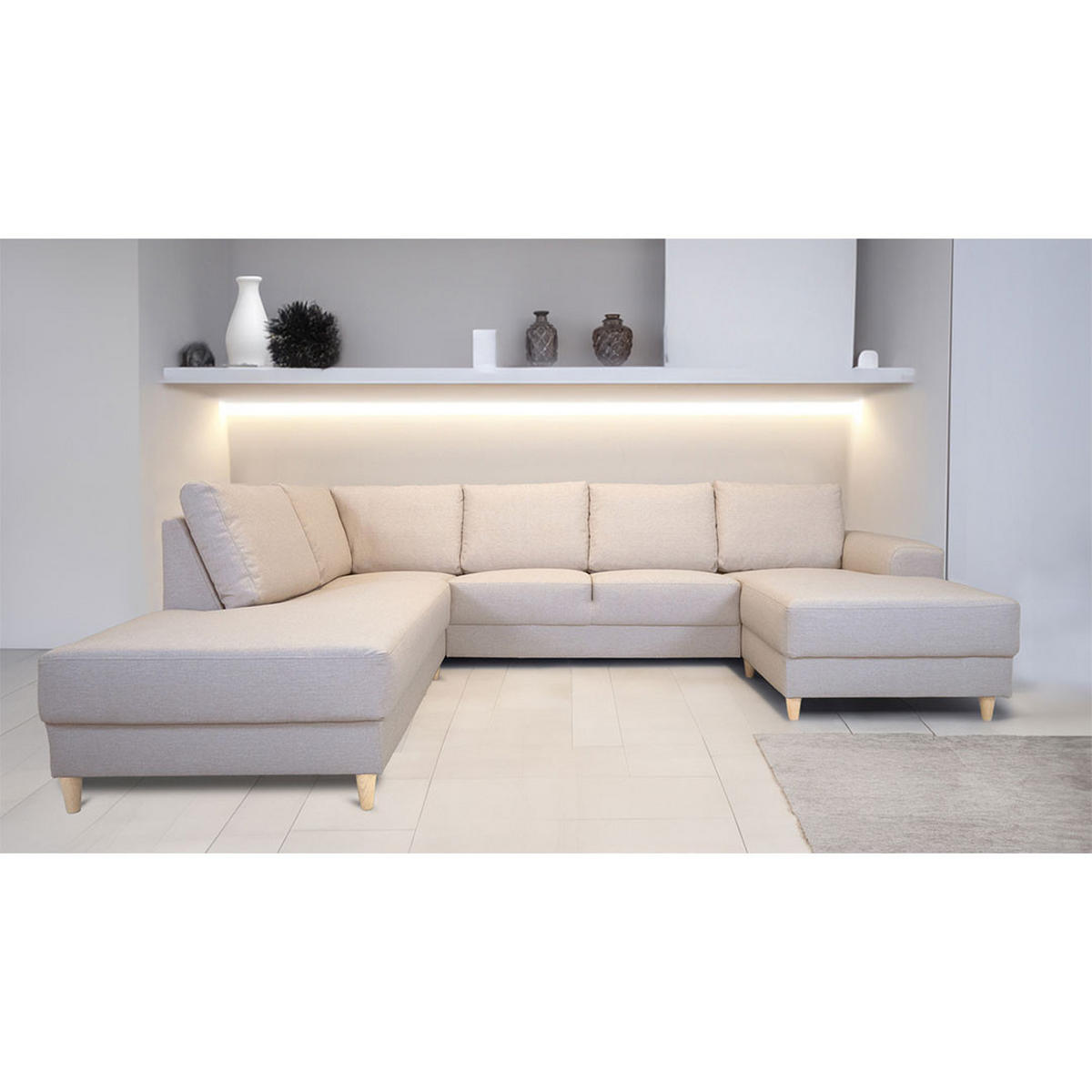 WOHNLANDSCHAFT hell beige - Beige, Textil (288/82/225cm) - ebuy24