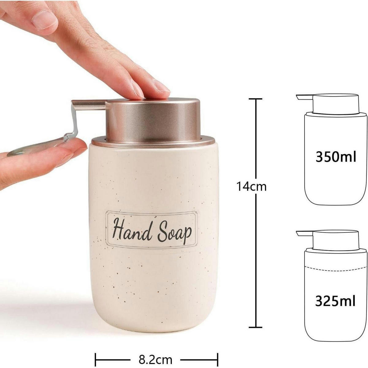 SEIFENSPENDER Keramik Beige & Rosa 350 ml - Beige, Keramik (8/14/8cm)