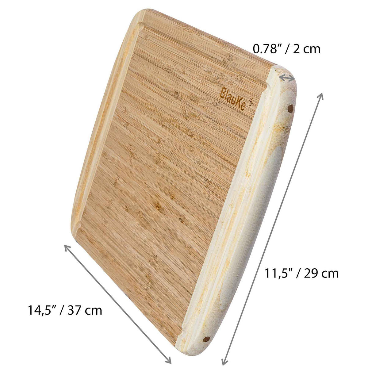 SCHNEIDEBRETT aus Holz mit Saftrille (37x29cm) - Beige, Holz (29.1/37cm) - BlauKe