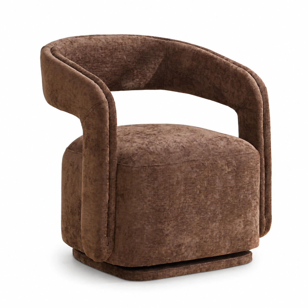 SESSEL,360 Grad Drehsessel Chenille Braun, Wohnzimmer Relaxsessel - Braun, Textil (70/74/65cm) - PARAFTA HOME
