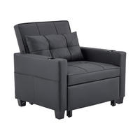GÄSTESOFA 3-in-1 in Schwarz – ausziehbar, verstellbar und platzsparend - Schwarz, Holz (74/84/87cm) - BEAOK