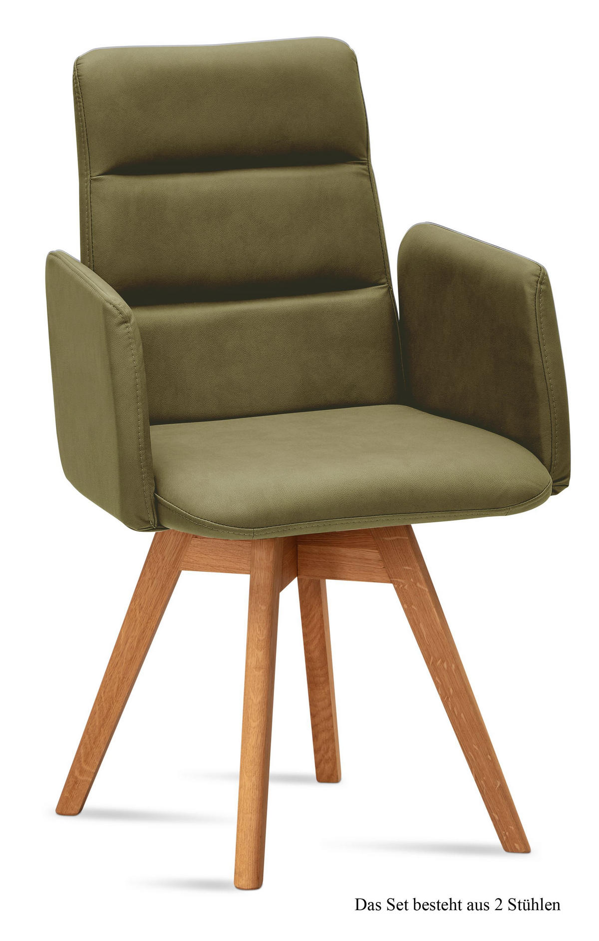 ARMLEHNSTUHL drehbar (2er-Set) Dorit 52x92x60 Eiche geölt/Olivgrün - Eichefarben/Olivgrün, Kunststoff (60/92/52cm) - 58aufmkessel