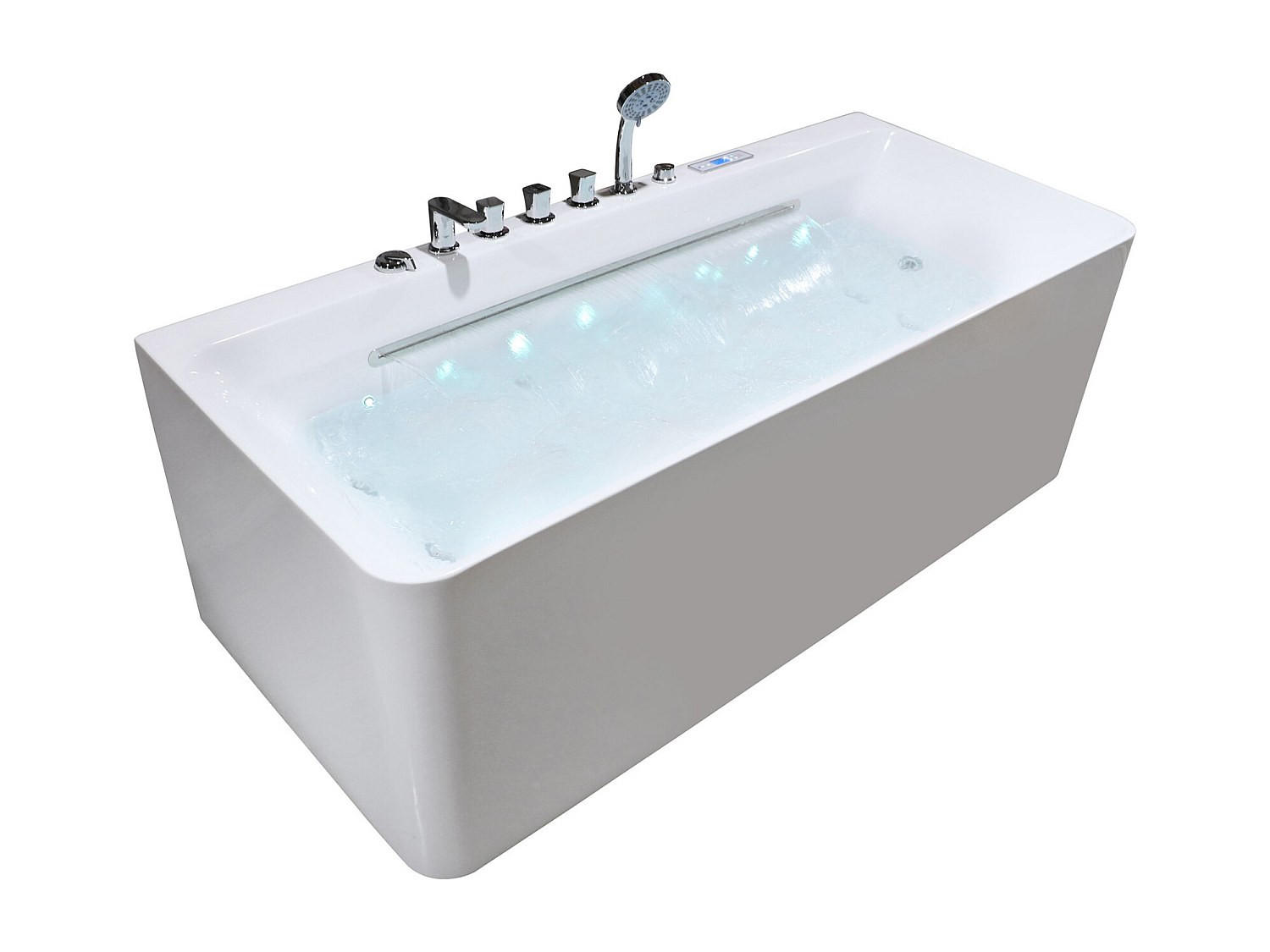 WHIRLPOOLBADEWANNE - 1 -Sitzer - Acryl - weiß - KIRANA - Weiß, Kunststoff (170/58/74cm) - Vente-Unique