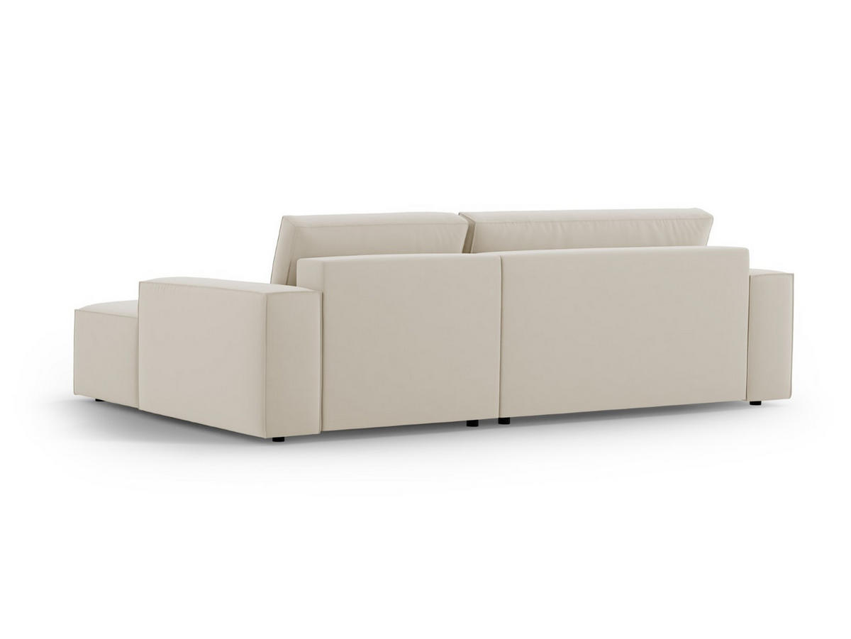 ECKSOFA ausklappbar rechts mit Container Jodie aus Samt dunkelbeige 3 Sitzplätze - Mokka, Textil (151/246cm) - Micadoni