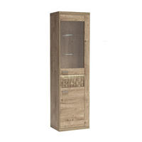 VITRINE BALESTRAND N4 Schublade Eiche - Hellbraun/Eichefarben, Glas/Holzwerkstoff (57/201/41cm) - Komodee
