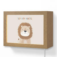 WANDLEUCHTE Löwe - Beige - Tier - Mutig - Zitat 20x15 cm - Beige, Holzwerkstoff (20/15/8cm) - OnlyWow