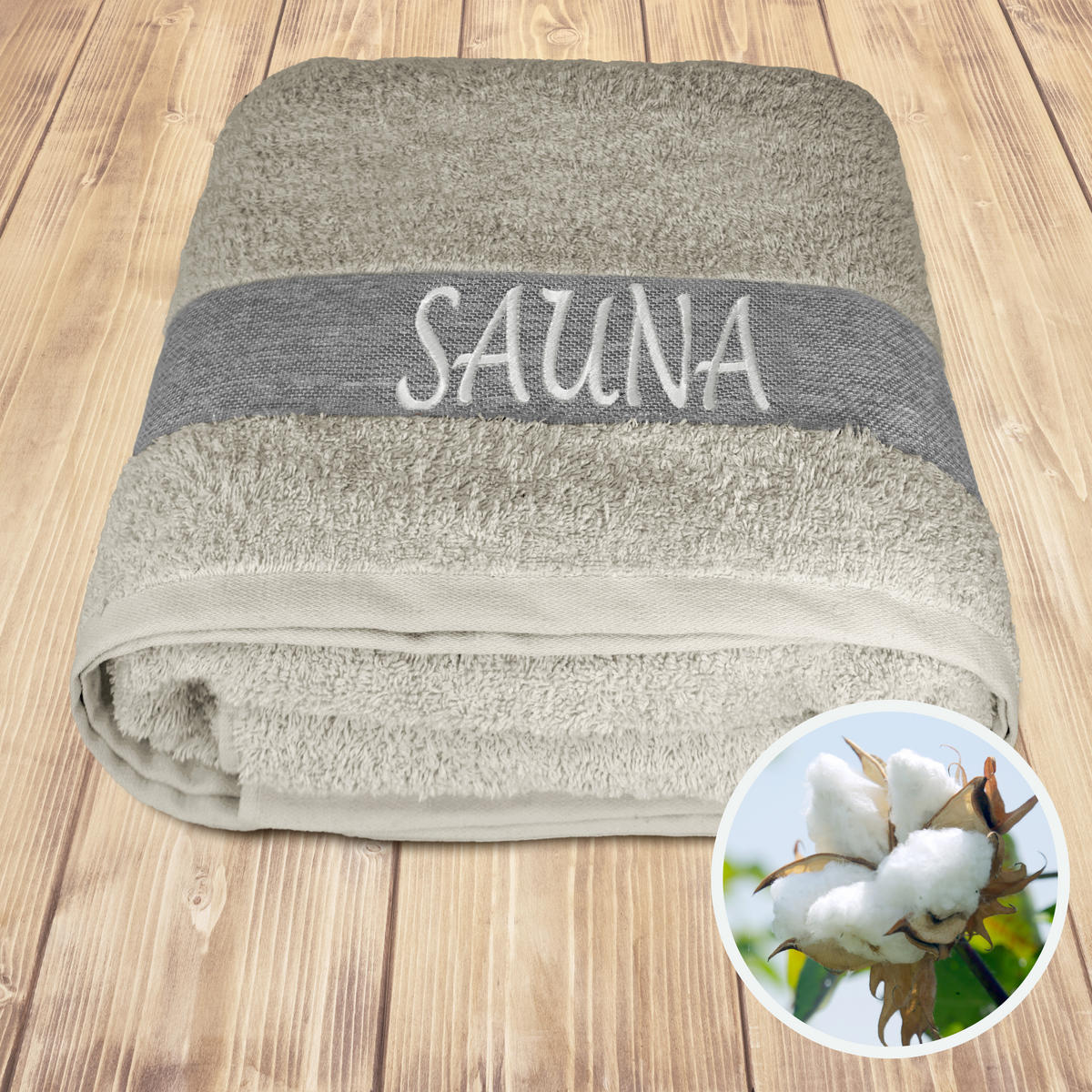 SAUNAHANDTUCH Lima Kieselgrau 100x200 cm - Graubraun, Naturmaterialien (100/200cm) - Lashuma