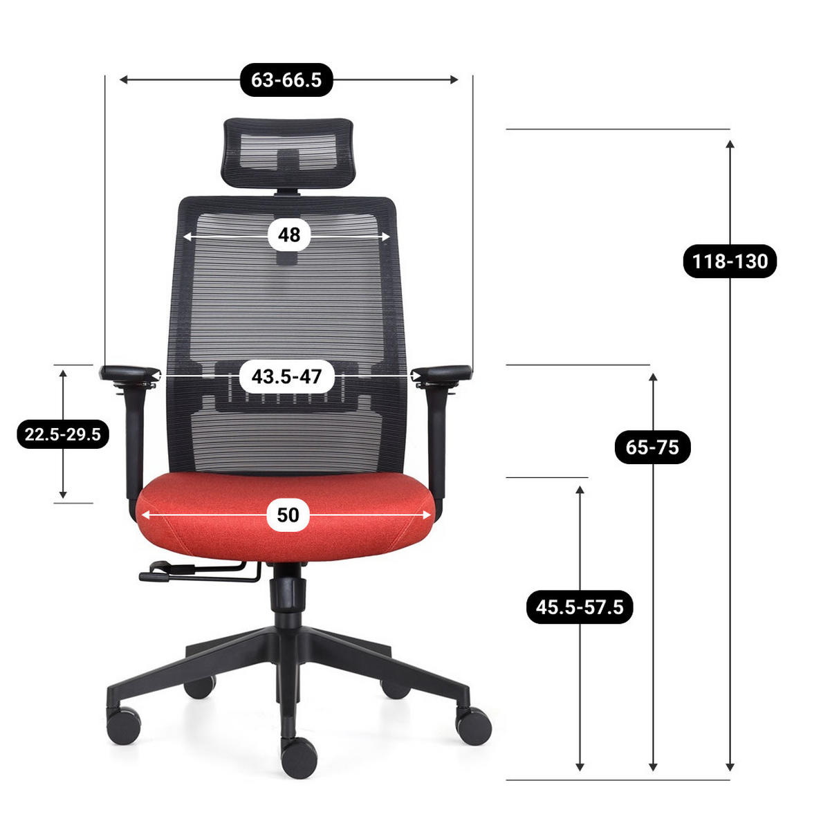 BÜROSTUHL Napoli Deluxe 4D - NEN-EN 1335 - Rot - Rot/Schwarz, Textil (70/118/62cm) - Sedero