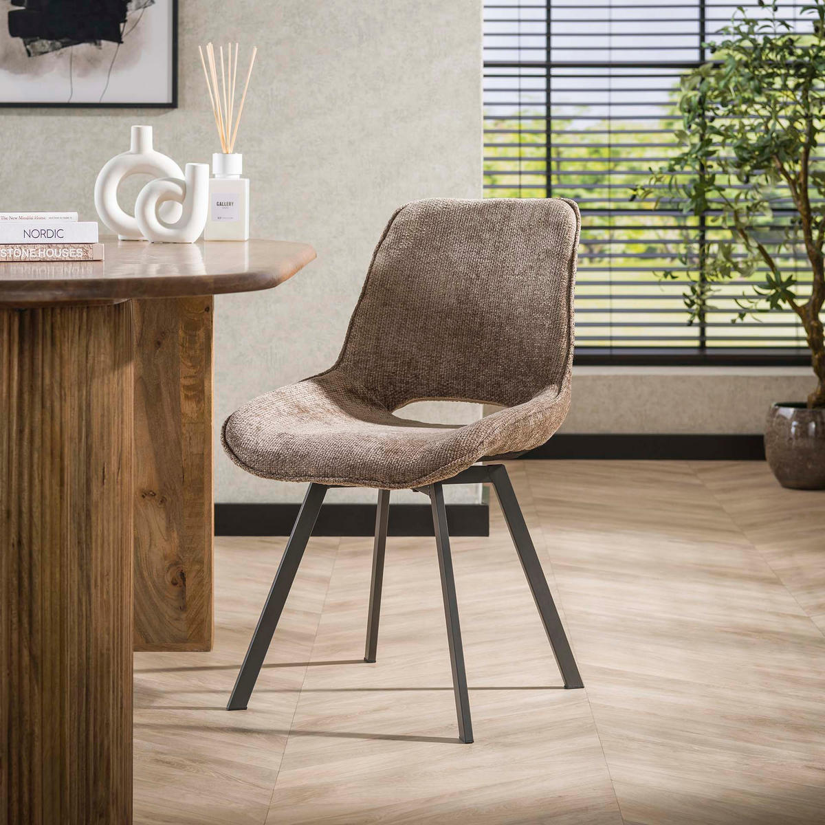 ESSZIMMERSTÜHLE Swivel Grau 62/51/87 cm - Dunkelbraun, Textil (870/620/510cm) - Hoyz Collection