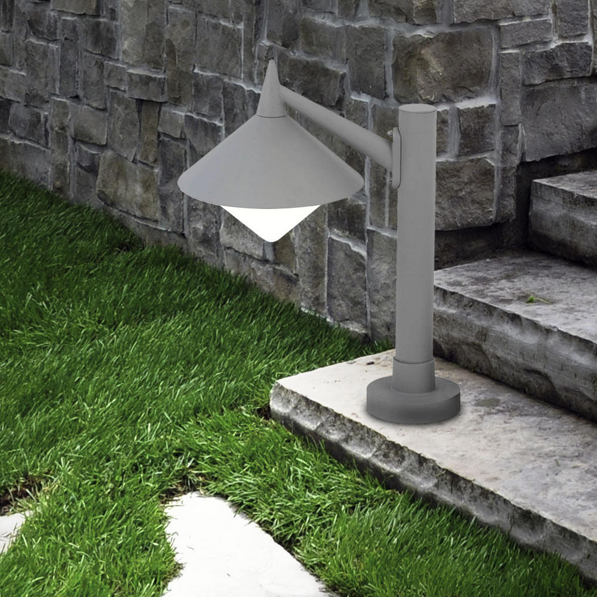 LED STEHLEUCHTE MANHATTAN Grau ALU - Grau, Kunststoff/Metall (26/58/40cm)
