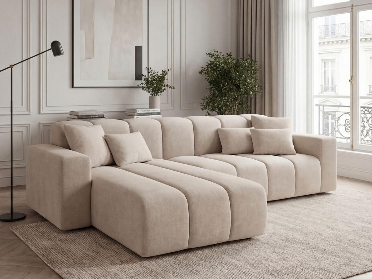 ECKSOFA Nork Beige Links - Beige, Holz/Textil (180/265cm) - Graingold