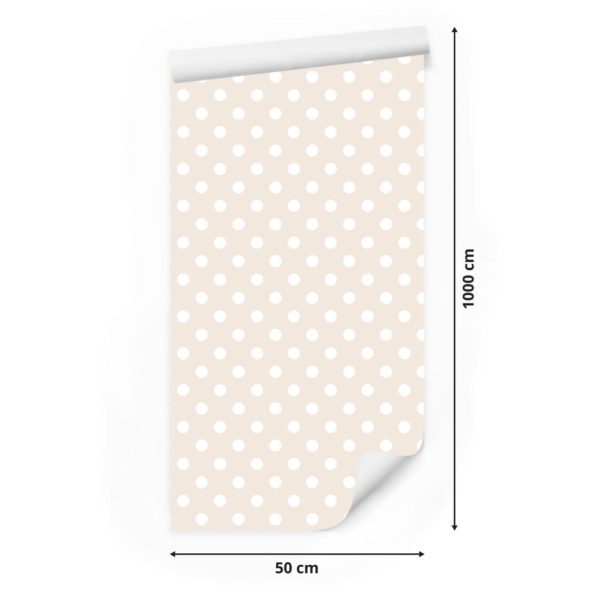 VLIESTAPETE Weiße Punkte im Boho-Stil – Beige, Weiß – 50x1000 cm - Beige/Weiß, Papier (50/1000cm) - Muralo