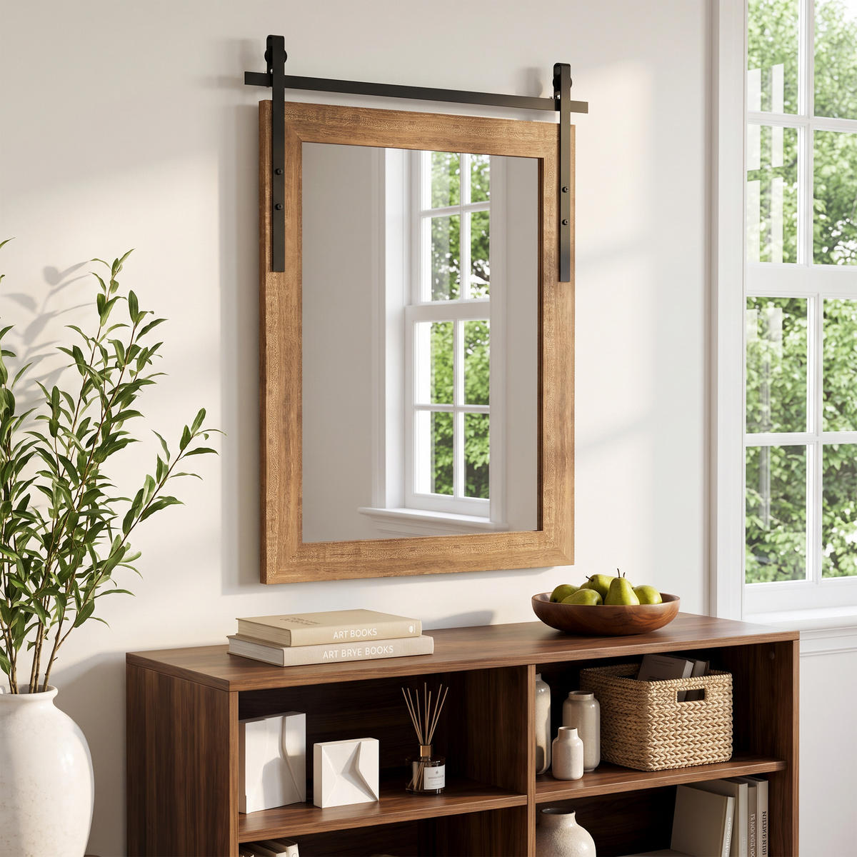 WANDSPIEGEL Gehärtetes Glas MDF Hellbraun - Hellbraun, Holzwerkstoff (2/86.5/61cm) - HOMCOM