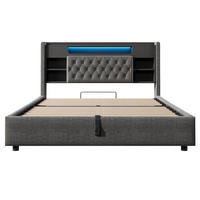 STAURAUMBETT 140/200 cm DE-32477 mit LED und USB-Ladefunktion Grau - Grau, Metall (140/200cm) - ComfortXL