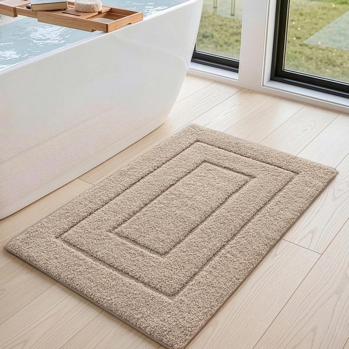 DUSCHMATTE – 50 x 80 cm – Beige - Beige, Textil (80/5cm)