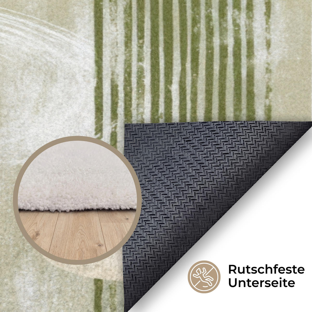 KOBERCE - Umelecké - Moderné - Zelené - 150x230 cm - olivovozelená, textil/plast (150/0.4cm) - OnlyWow