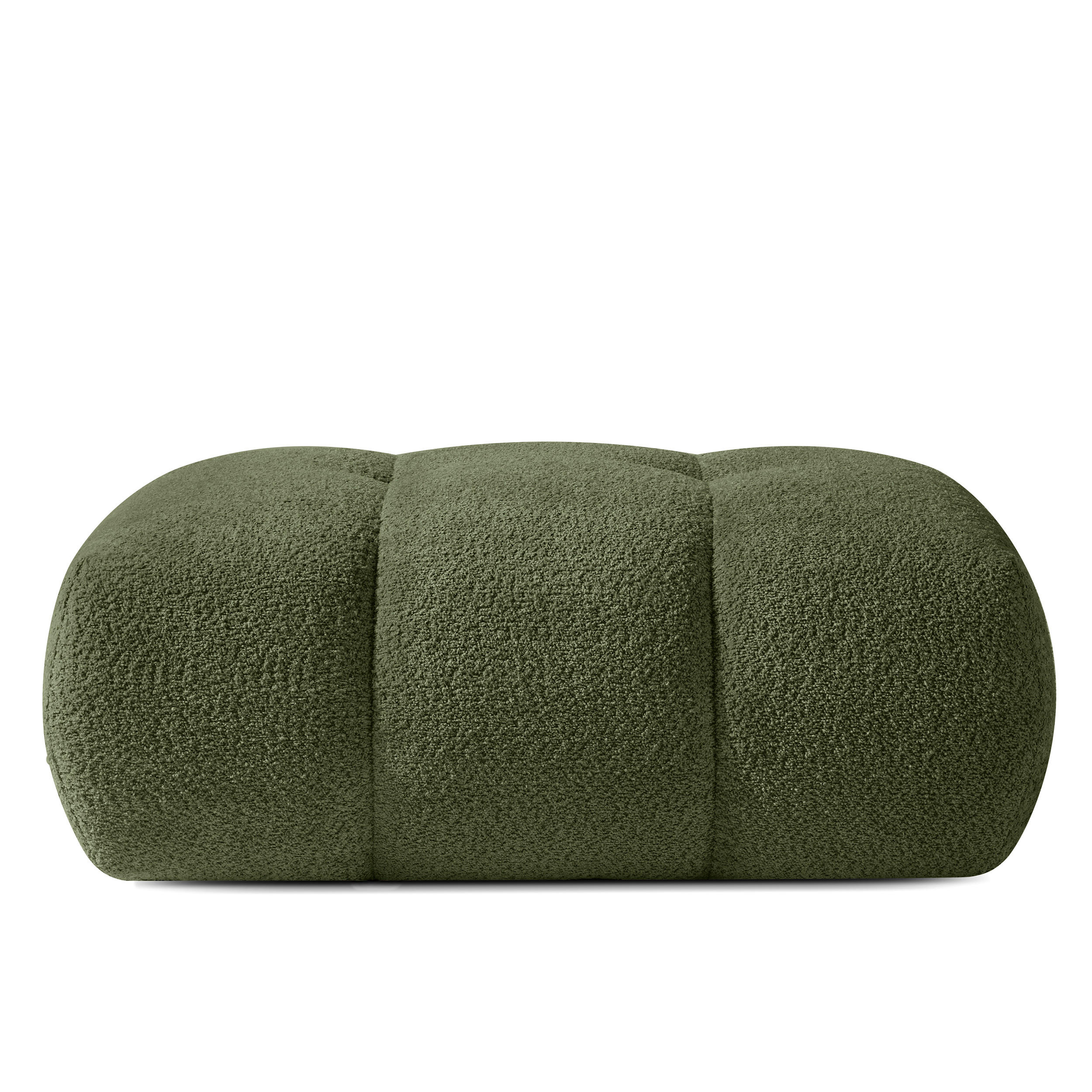 POUF LIRA, Olivgrün, Bouclé - Olivgrün, Holz/Holzwerkstoff (96/43/50cm) - KONSIMO®