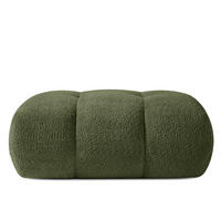 POUF LIRA, Olivgrün, Bouclé - Olivgrün, Holz/Holzwerkstoff (96/43/50cm) - KONSIMO®
