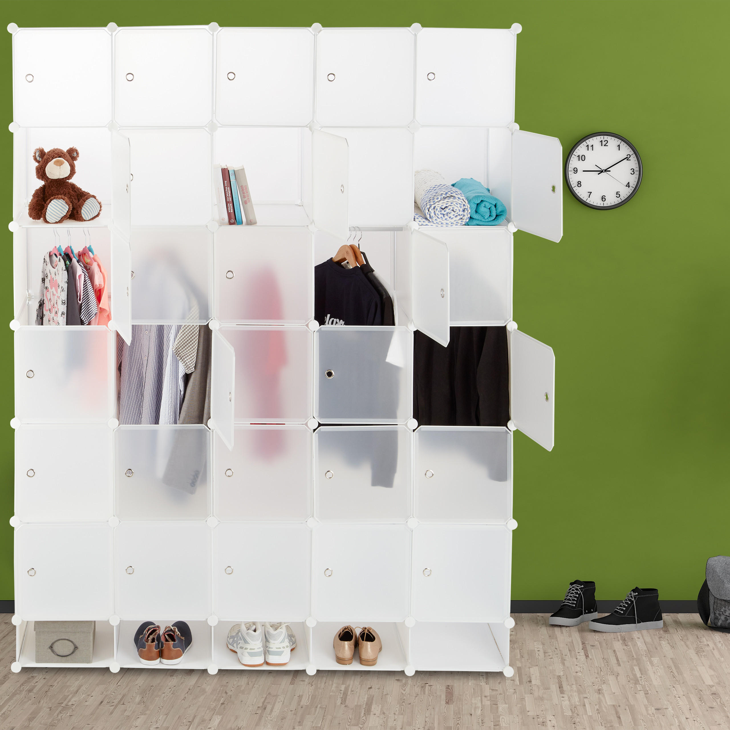 KLEIDERSCHRANK - Weiß, Kunststoff/Metall (180/234/46.5cm) - Relaxdays
