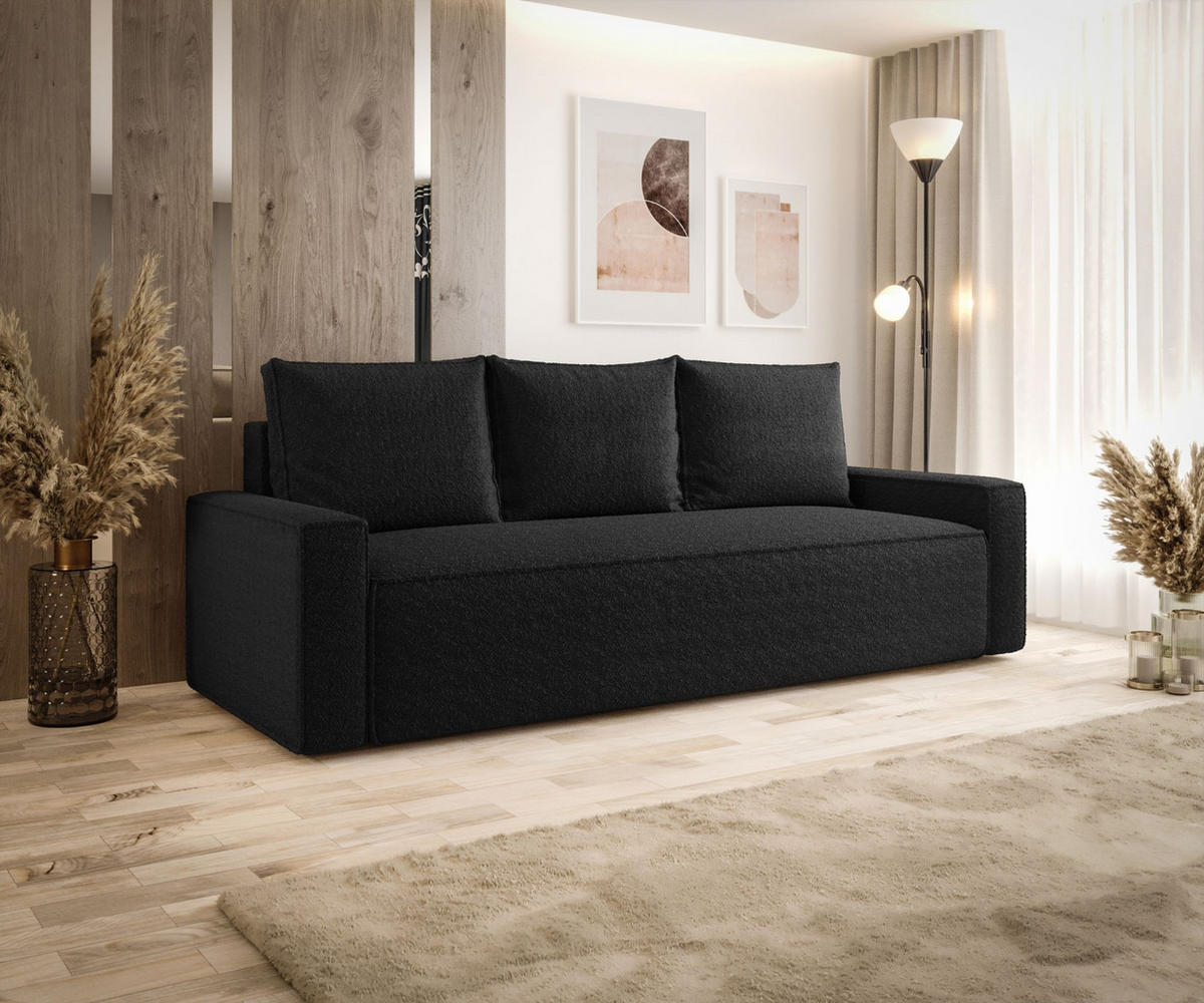 SOFA mit Schlaffunktion SAVIO Quelle 100 - Schwarz, Textil (232/90/90cm) - Bedante