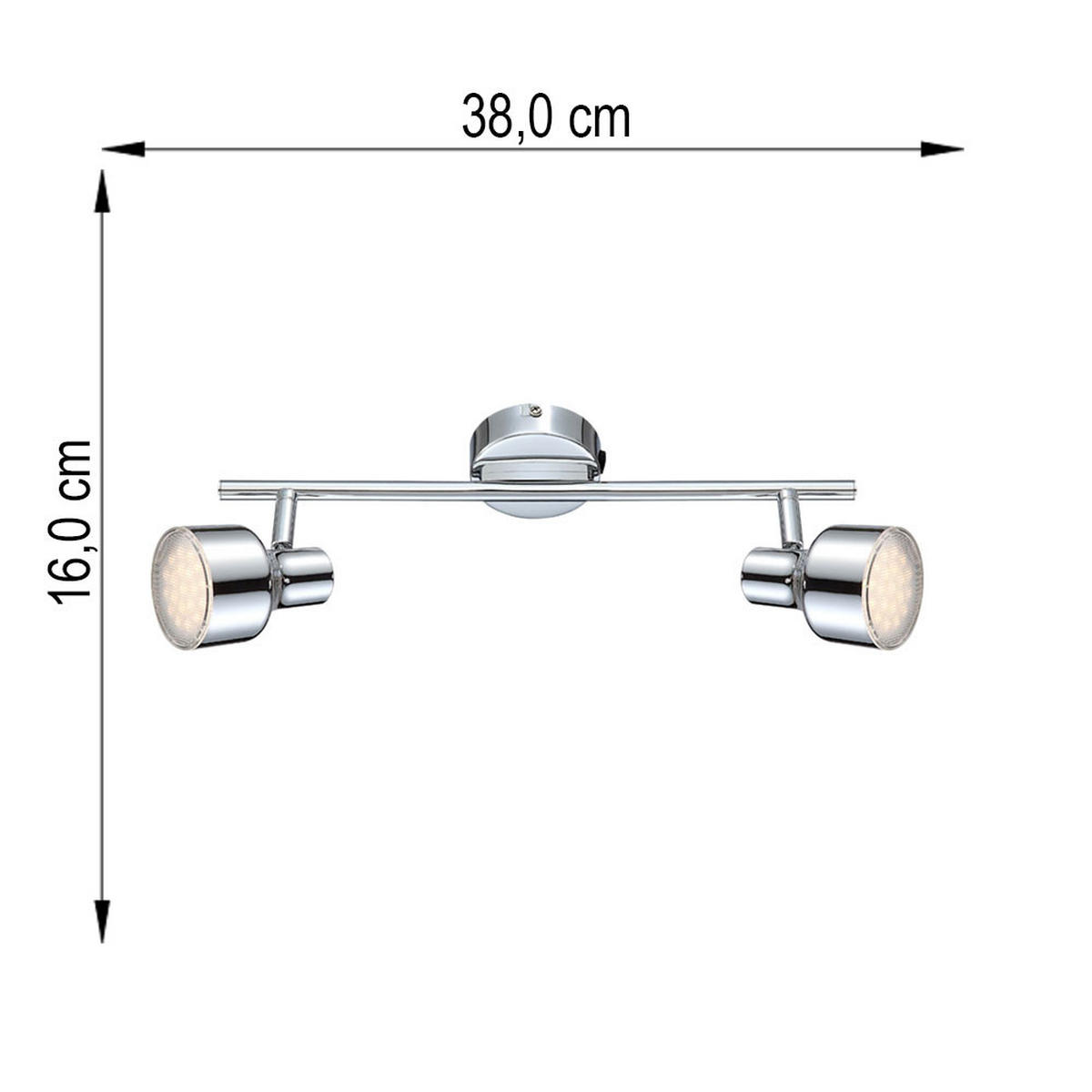 LED DECKENLEUCHTE Rois Silber Chrom - Silberfarben, Metall (38/8/1cm) - Globo Lighting