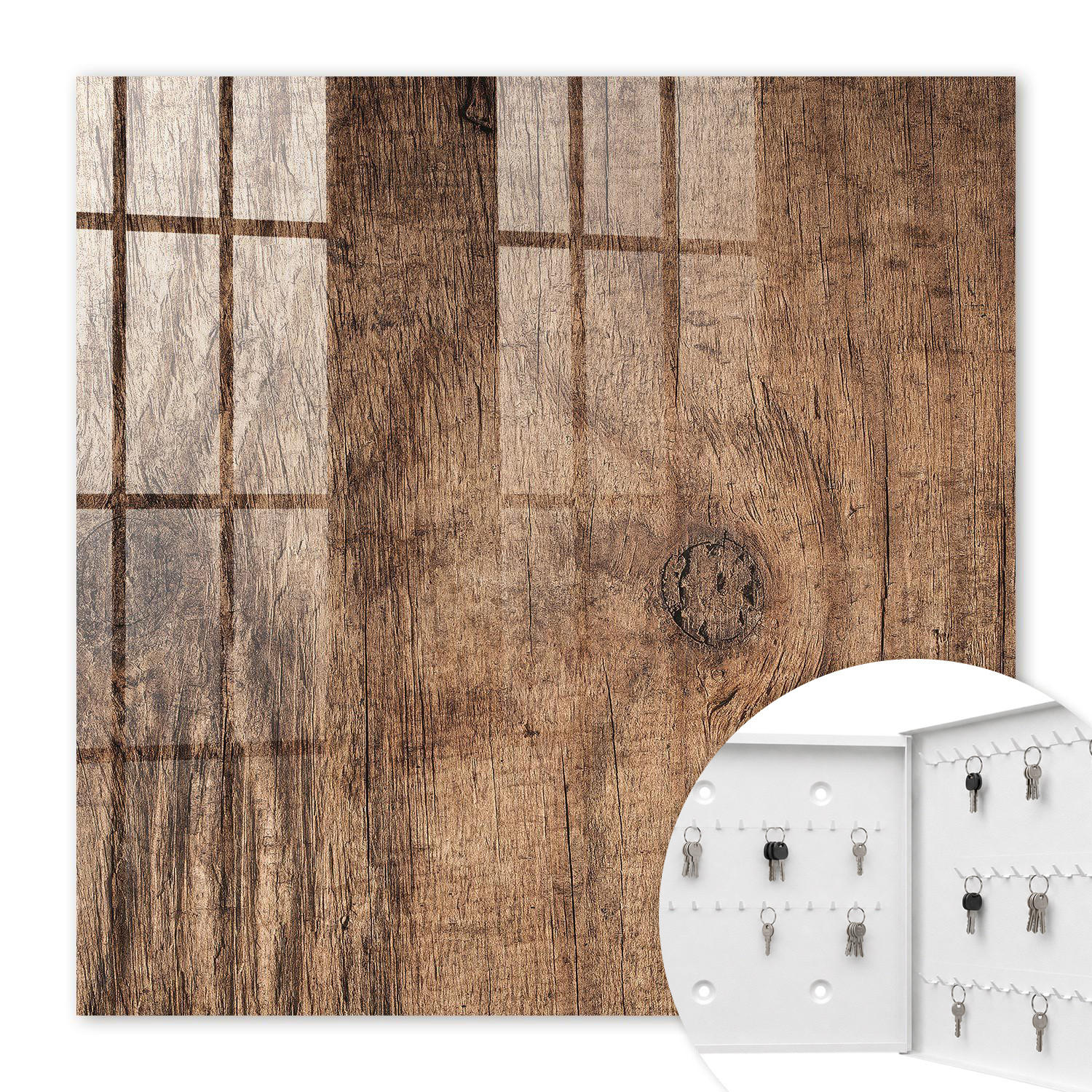 SCHLÜSSELBOX Weiß 30x30 cm – Türöffnung nach rechts - Holzstruktur - Braun, Metall (30/30/5cm) - TULUP