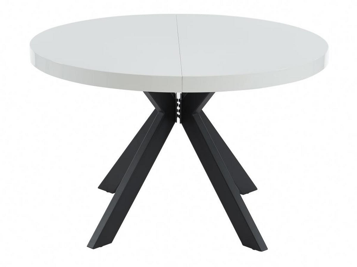 ESSTISCH - ausziehbar - 4 bis 8 Personen - MDF & Stahl - Weiß lackiert & Schwarz - KOMONI - Schwarz/Weiß, Holz (220/120/76cm) - Vente-Unique