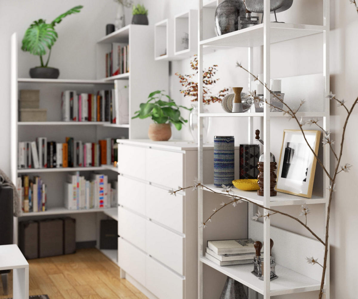 LOFT-REGAL Weiß 70x192x32 cm - Weiß, Holzwerkstoff/Metall (70/192/32cm) - Akord