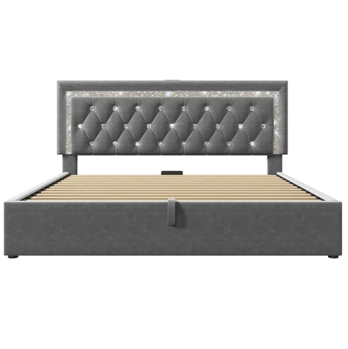 POLSTERBETT 90/200 cm aus MDF und Leinen mit LED Ausziehbett und 3 Schubladen Beige - Beige, Textil (90/200cm) - Modenvie
