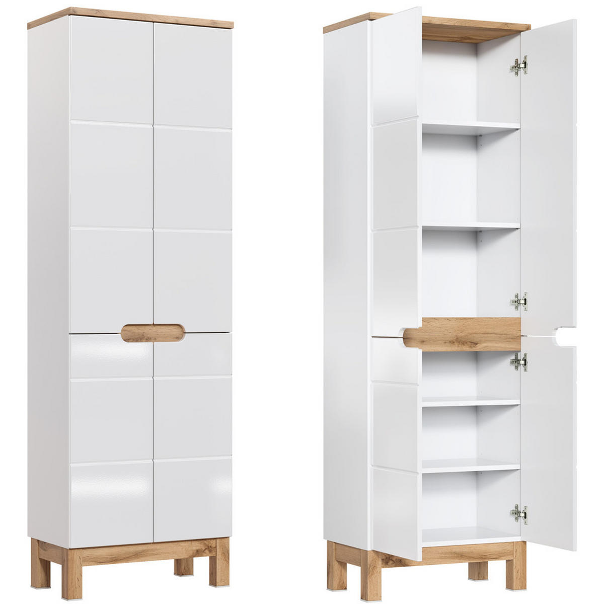 HOCHSCHRANK Solna-56 - Weiß, Holzwerkstoff (60/187/33cm) - Lomado