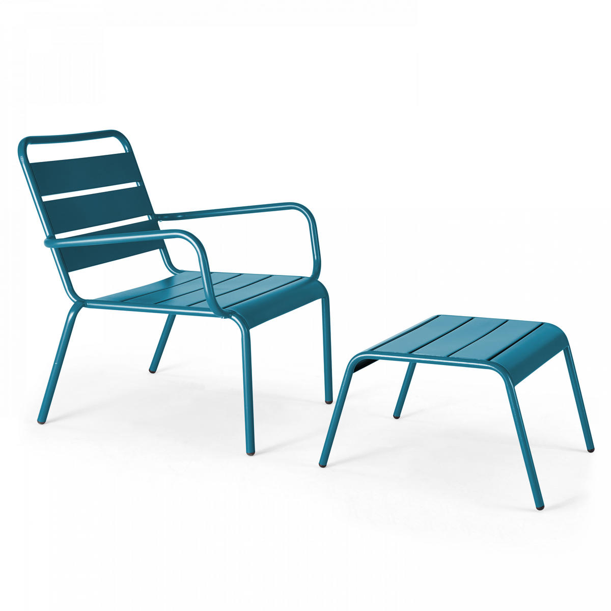 GARTENHOCKER, Pazifikblau - Dunkelblau, Metall (44/30/40cm) - Oviala